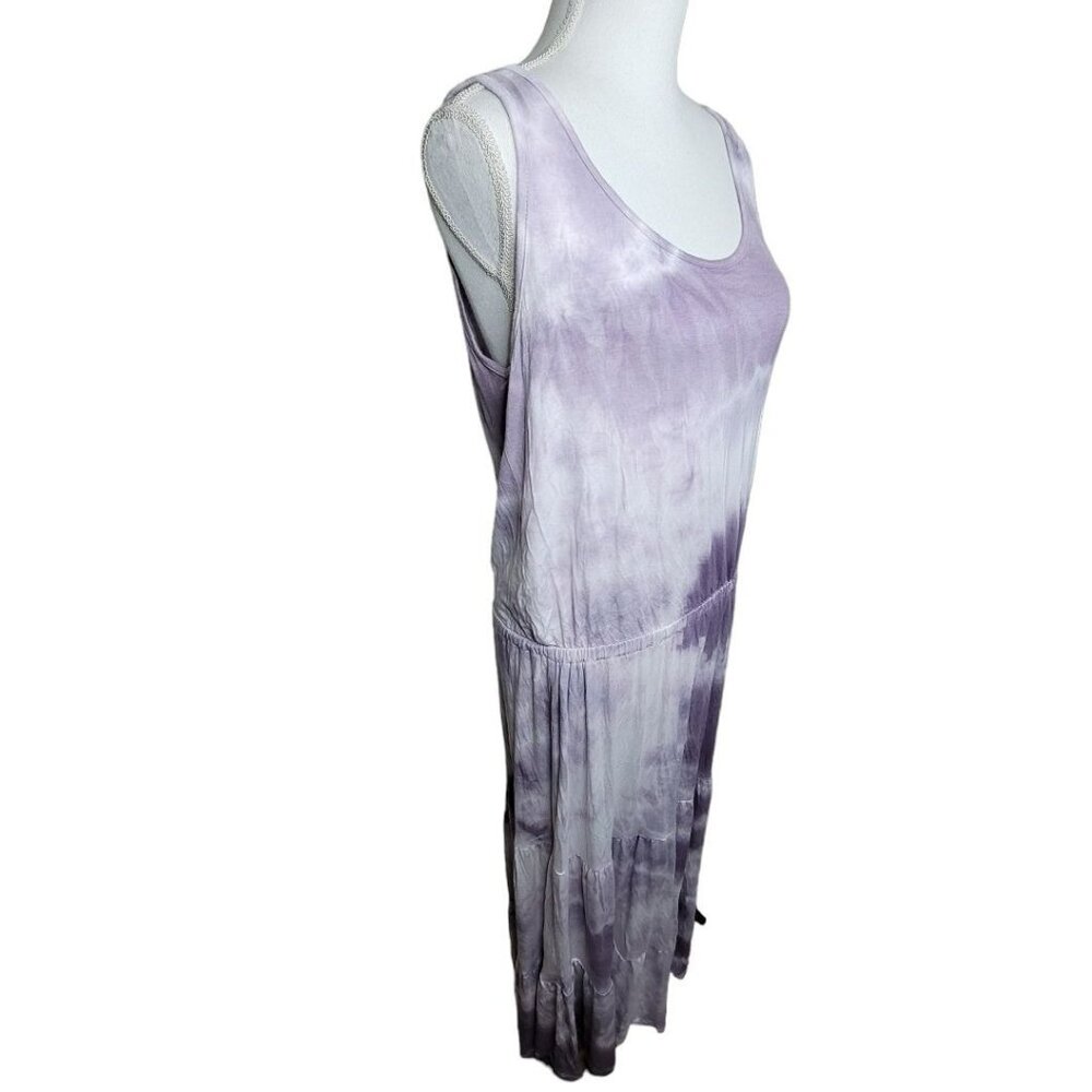 Beach Break Maxi Dress Tiered Purple Tie‎ Dye Summer Swim Cover Sun Womens Small